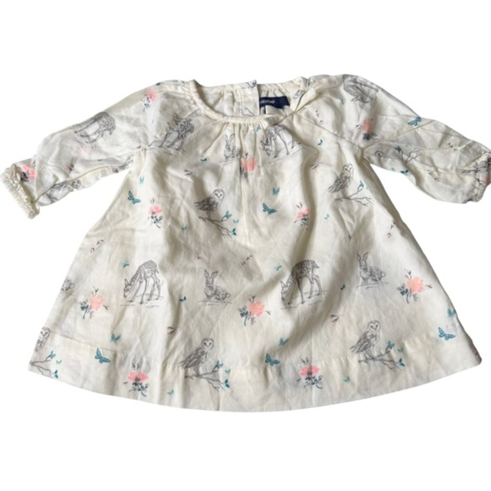 BabyGap Woodland Animal Print Dress and Diaper Cover Set 0-3 Months Cream NWT - Picture 2 of 9